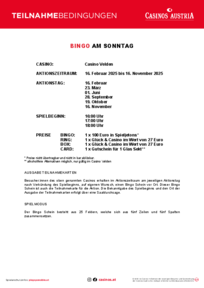 Teilnahmebedingungen Bingo Sonntag 2025