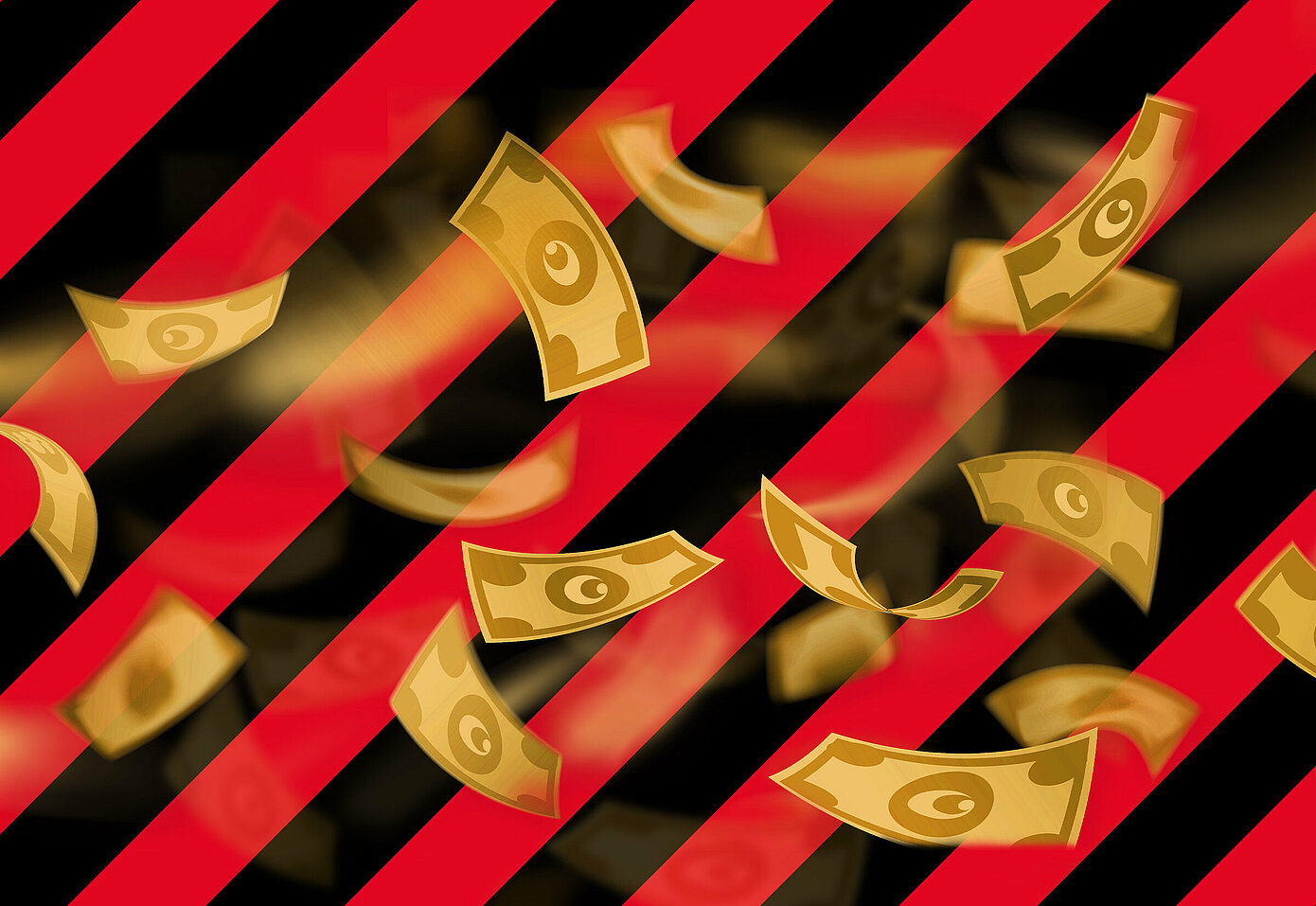 Geldscheine  auf rot-schwarzem Hintergrund