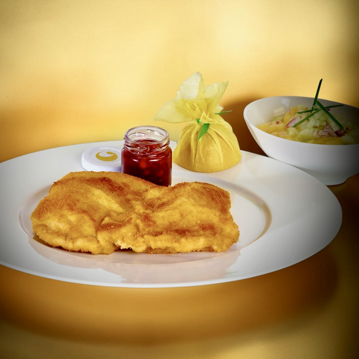 Kalbswienerschnitel dekorativ angerichtet