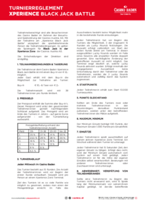 Teilnahmebedingungen Black Jack Battle in der Xperience Zone
