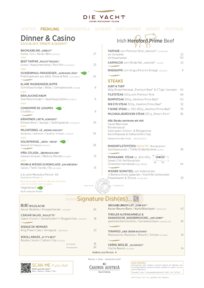 Dinner & Casino Menü ab April 2026 deutsch
