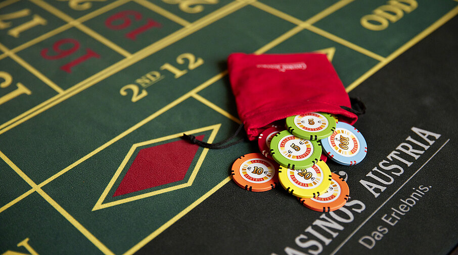 Roulette Close-up Tableau Jetons aus Jeton-Sackerl