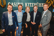 Gert Krones (Head of Operations Manager Casino Kitzbühel), Reinhard Deiring (Direktor Casino Kitzbühel), Dr. Viktoria Veider-Walser (Geschäftsführerin Kitzbühel Tourismus), Anton Bodner (Vorstandsvorsitzender Bergbahn AG Kitzbühel), Thomas Lichtblau (Managing Director Casinos Austria)
