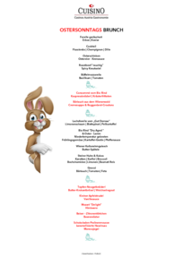 Menükarte Osterbrunch im Casino Restaurant Baden