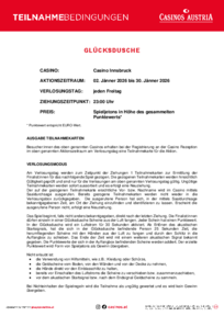 Teilnahmebedingungen Glücksdusche Casino Innsbruck
