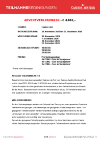 Adventverlosungen Casino Linz