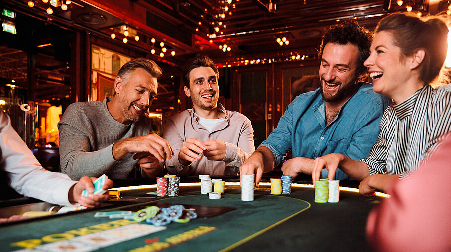 Poker Model Gruppe Turnier Jetons Freude