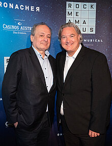 Pressekonferenz Rock me Amadeus Musical VBW Geschäftsführer Prof. Dr. Franz Patay mit Casinos Austria Generaldirektor Erwin van Lambaart