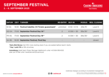 September Poker Festival Turnierplan 